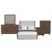 Brisbane - Queen Upholstered 5 Piece Bedroom Set With Boucle And LED - Beige / Brown