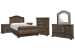 Durango - King Upholstered Sleigh Bed, 2 Bachelor Chests, Drawer Dresser With Shaped Mirror And Drawer Chest - Willadeene Brown
