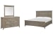 Paxton Place - Queen Panel Storage Bed And Drawer Dresser With Landscape Mirror - Dovetail Gray