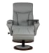 William - Swivel Pedestal Recliner And Storage Ottoman, And Arm Table - Light Gray