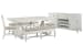 Heron Cove - Extendable Trestle Dining Table With 2 Upholstered Benches, 2 Side Chairs And Buffet - Chalk White And Dovetail Gray