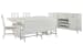 Heron Cove - Extendable Trestle Dining Table With 4 Side Chairs, Bench And Buffet - Chalk White And Dovetail Gray
