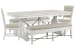 Heron Cove - Extendable Trestle Dining Table With 2 Upholstered Benches And 2 Upholstered Side Chairs - Chalk White And Dovetail Gray