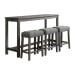 Oak Lawn - Bar Table Single Pack (Table + 3 Gray Fabric Stools) - Charcoal Gray
