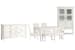 Willowbrook - Extendable Rectangular Dining Table With 4 Upholstered Side Chairs, Upholstered Bench, Buffet And Display Cabinet - Egg Shell White