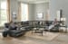 Como - 7 Piece Italian Leather Match Power Reclining Sectional With 2 Lay Flat Reclining Seats And LSF Chaise - Steel