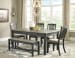 Tyler Creek - Dark Gray - 6 Pc. - Dining Room Table, 4 Side Chairs, Bench