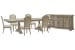 Marisol - Extendable Trestle Dining Table With 6 Upholstered Side Chairs And Buffet - Fawn