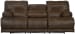 Voyager - Fabric Lay Flat Reclining Sofa With 3 Recliners And Drop Down Table - Elk