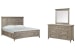 Paxton Place - Queen Panel Bed And Drawer Dresser With Landscape Mirror - Dovetail Gray