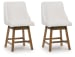 Cabalynn - Upholstered Swivel Barstool (Set of 2) - Oatmeal / Light Brown