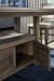 Johurst - Grayish Brown - 6 Pc. - Rectangular Dining Room Counter Table, 4 Upholstered Barstools, Double Upholstered Bench
