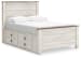 Willowton - Full Panel Bed With 2 Storage Drawers - Whitewash