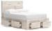Lawroy - Light Natural - Full Panel Bed With Storage footboard And 2 Under Bed Storage Units
