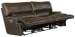 Wembley - Italian Leather Match Power Lay Flat Reclining Sofa With Power Adjustable Headrest - Steel