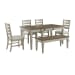 Farmington - 6 Piece Standard Height Dining Set (Rectangular Table, Four Chairs & Storage Bench) - Medium Brown And Washed Stone