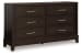 Neymorton - Dark Grayish Brown - 5 Pc. - Dresser, Mirror, Queen Upholstered Panel Bed