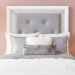 Reflections - Twin Upholstered Panel Headboard With Lights - Pearl White