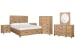 Coventry - King Panel Storage Bed, 2 Nightstands, Drawer Dresser With Square Mirror And Drawer Chest - Honey Wheat