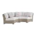 Ollie - 4 Piece Patio Conversation Set (Curved Loveseat, Two Console & Round Coffee Table) - Tan And Olefin White Cream