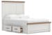 Savonport - Queen Panel Bed With 2 Under Bed Storage Units - White / Brown