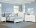 Bonanza - Queen Upholstered Bed With Mansion Footboard - White / Ocean Blue