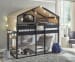 Flannibrook - Black - Twin Over Twin House Loft Bed