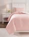 Lexann - Pink / White / Gray - Twin Comforter Set