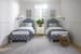 Tide & Timber - Twin - Upholstery Headboard In Blue Coral Fabric - Soft White Maple