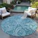 Addison Rugs Chantille Turquoise 8'0" x 8'0" Round Room Scene