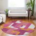 Addison Rugs Chantille Pink 8'0" x 8'0" Round Room Scene