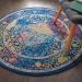 Nourison Home Ankara Global Blue/Multicolor 4' x Round Room Scene