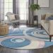 Nourison Home Grafix Blue Multi Colored 8' x Round Room Scene