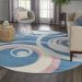 Nourison Home Grafix Blue Multi Colored 8' x Round Room Scene