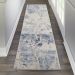 Nourison Home Silky Textures Blue/Cream 2'2" x 7'6" Runner Room Scene