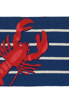 Liora Manne Frontporch Lobster on Stripes Navy Collection