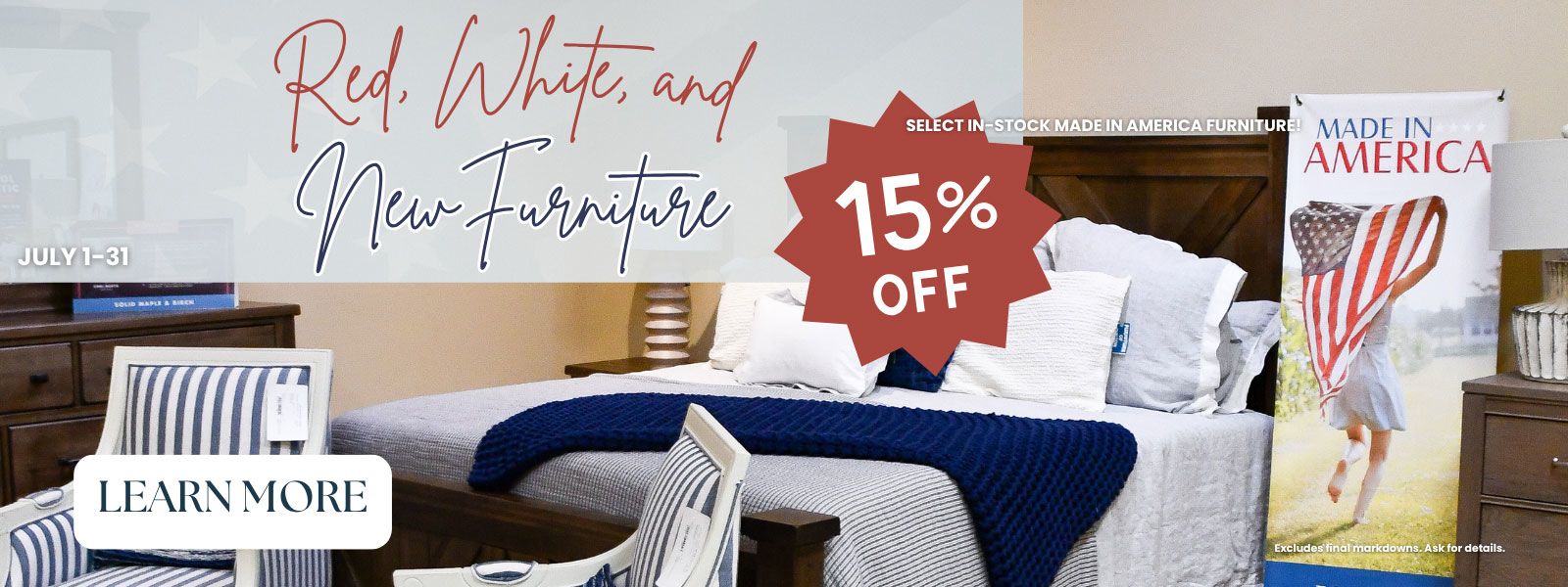 RED, WHITE, AND NEW FURNITURE SALE
