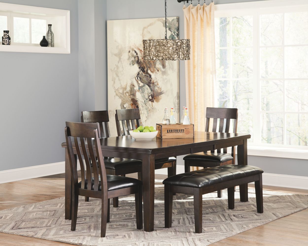 Haddigan – Dark Brown – Rectangular Dining Room Extension Table D596-35