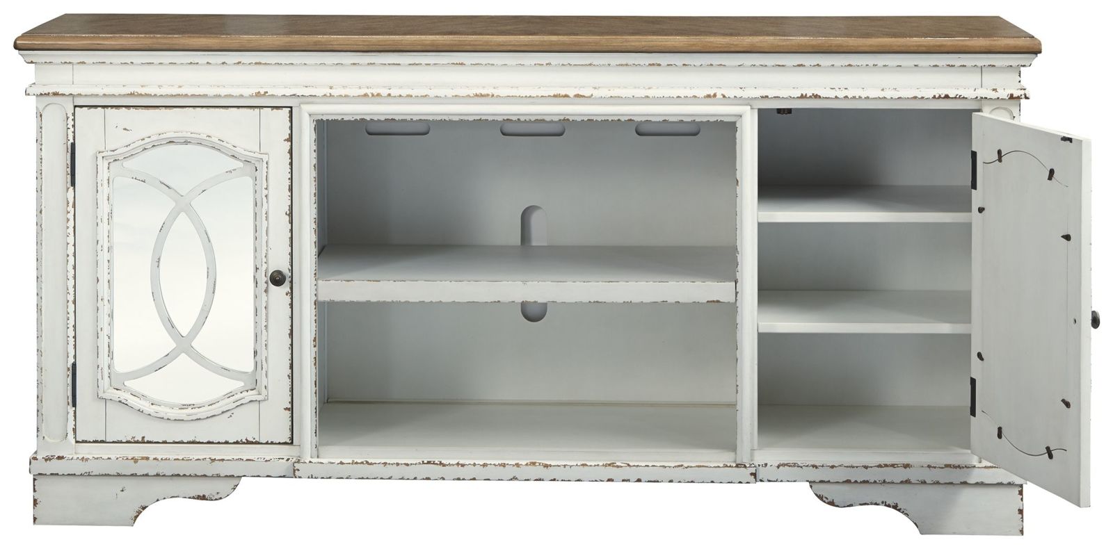 Realyn – Chipped White – Xl TV Stand W/Fireplace Option W743-68