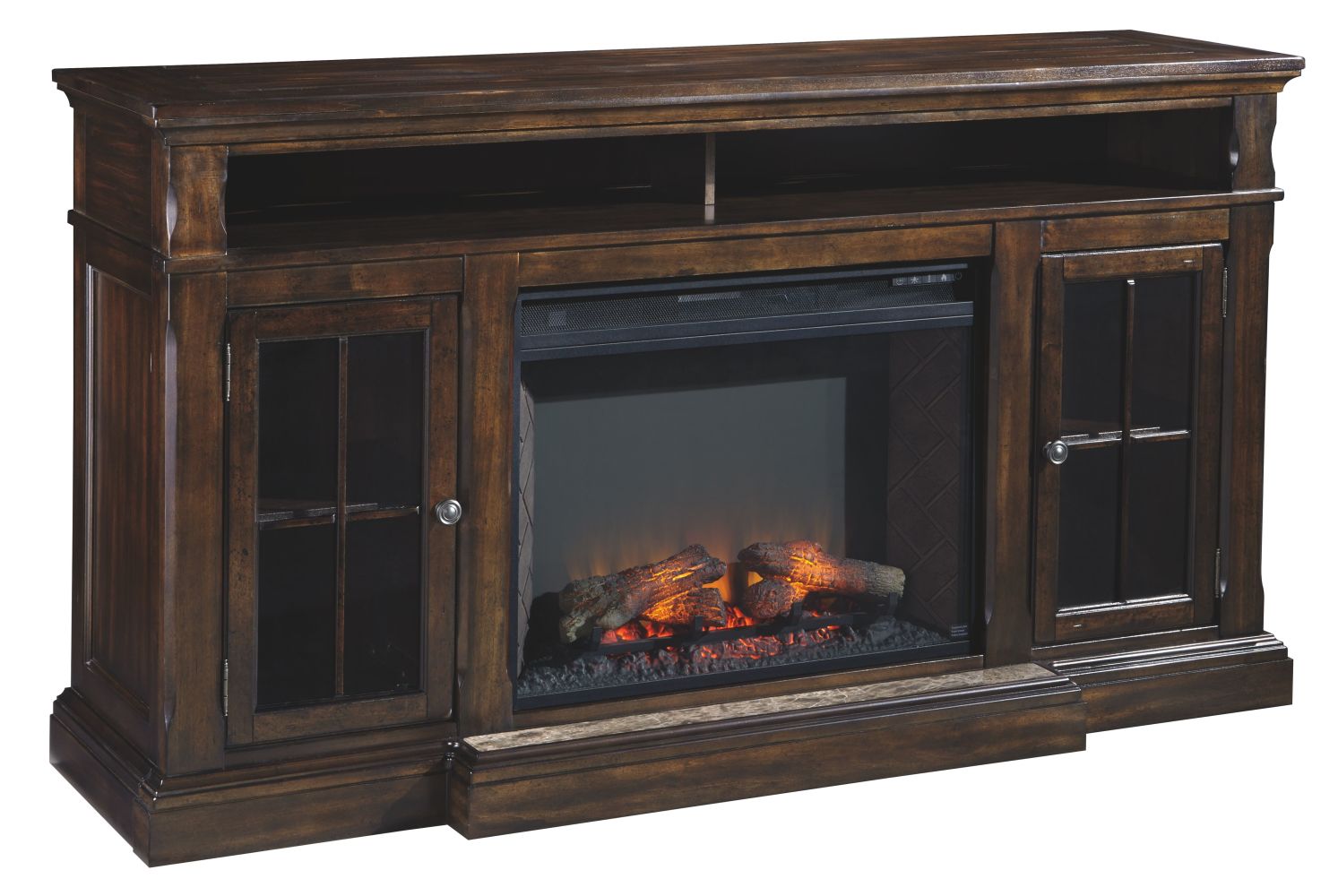Roddinton – Dark Brown – Xl TV Stand W/Fireplace Option W701-88