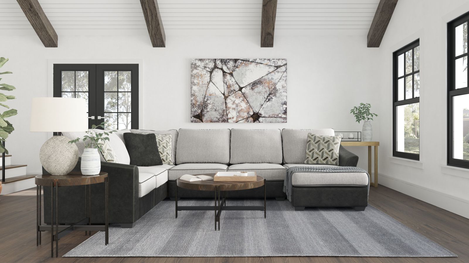 Bilgray – Pewter – Right Arm Facing Corner Chaise 3 Pc Sectional 55003/48/34/17