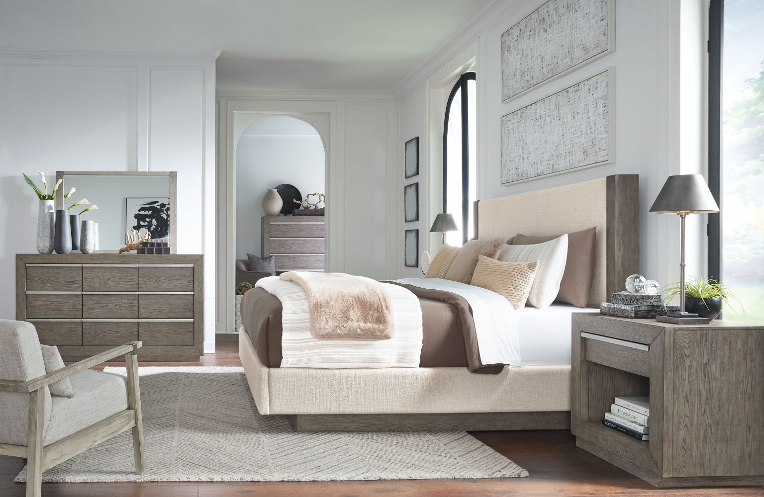 Anibecca – Weathered Gray – Queen Upholstered Bed B970/57/54