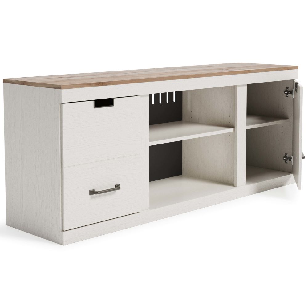 Vaibryn – White / Brown – LG TV Stand W/Fireplace Option EW1428-168