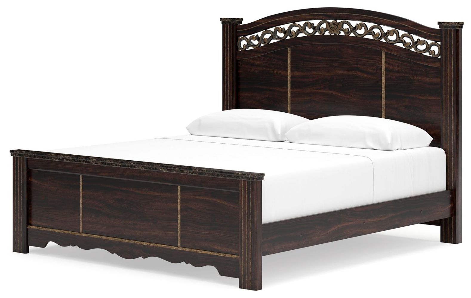 Glosmount – Two-tone- 7 Pc. – Dresser, Mirror, King Poster Bed, 2 Nightstands B1055/231/36/68/66/97/92(2)