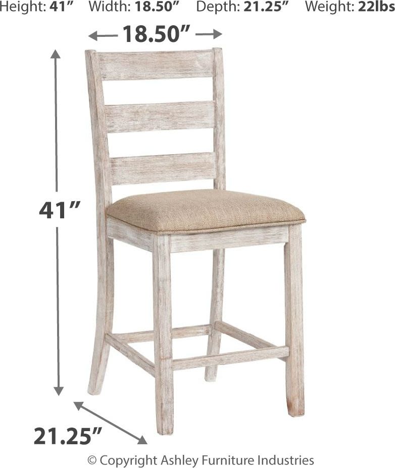 Skempton – White – 3 Pc. – Counter Table, 2 Upholstered Barstools D394/32/124(2)