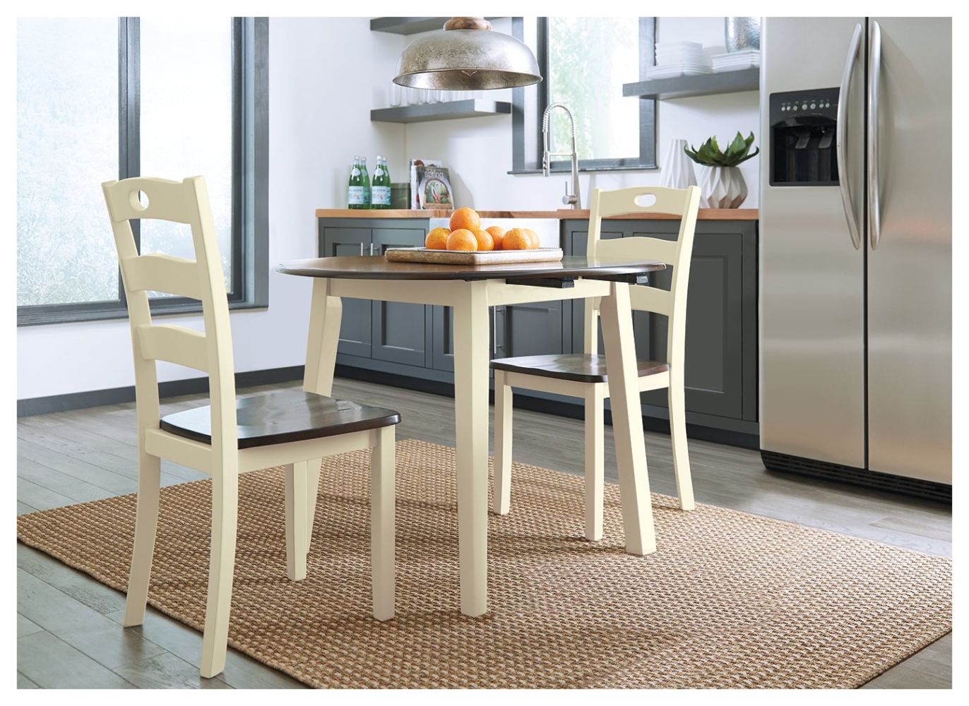Woodanville – Cream / Brown – Round Drm Drop Leaf Table D335-15
