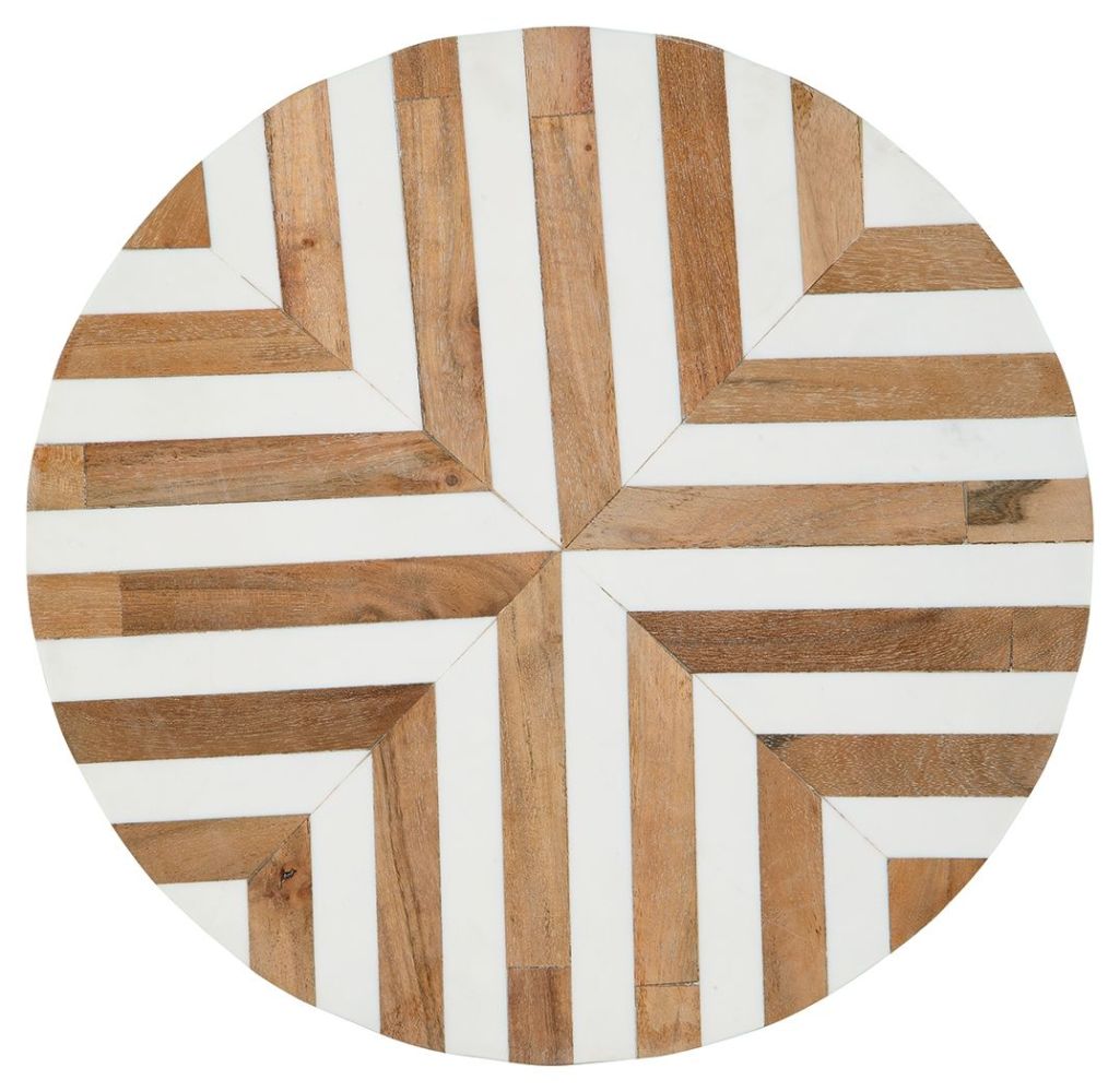 Cartley – White / Light Brown – Accent Table A4000528