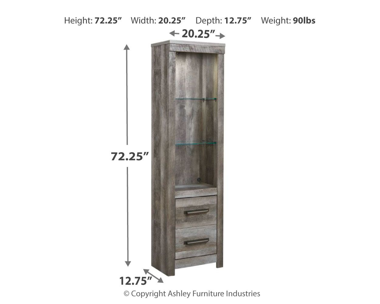 Wynnlow – Gray Dark – Pier – Two Drawers & Two Shelves W440-24