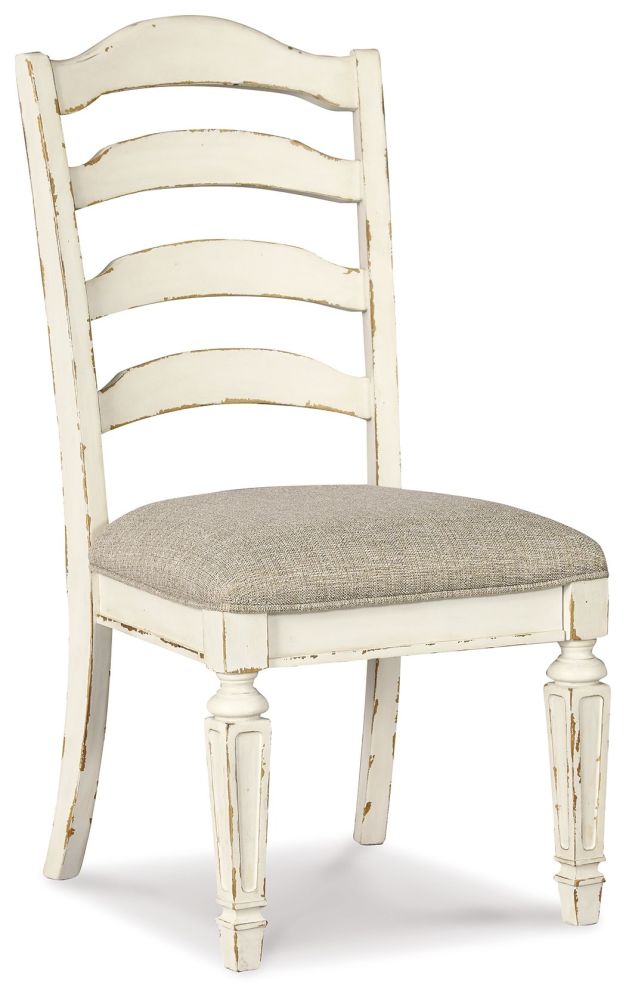 Realyn – Chipped White – Dining Uph Side Chair (Set of 2) – Ladderback D743-01