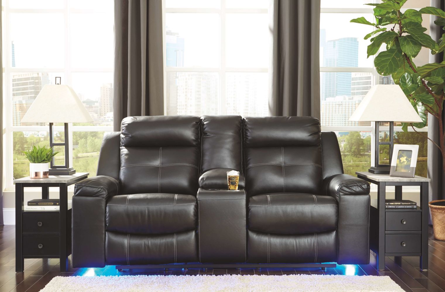 Kempten – Black – 2 Pc. – Reclining Sofa, Loveseat 82105/88/94